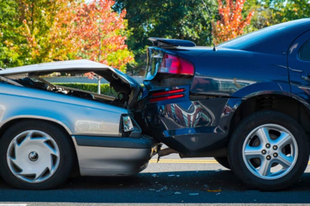 A car has bumped into another car in Surrey, BC