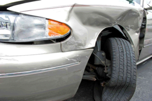 The car has met with an accident in Surrey, BC